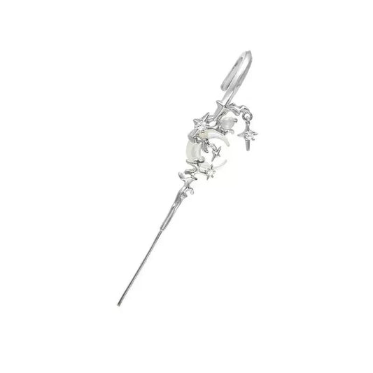 MITO DE LA LUNA Pendiente de Aguja con Gancho para Oreja en Platino 18K / Oro 24K™