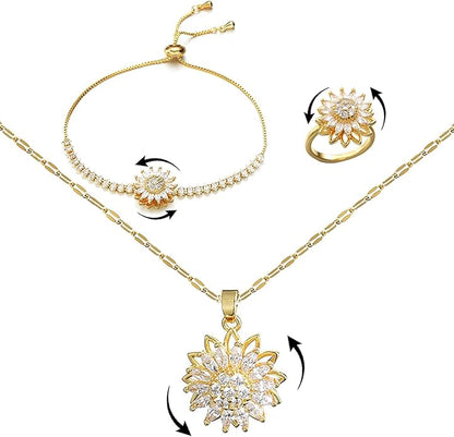 Conjunto de Joyas Estado de Girasol – Diseño Giratorio