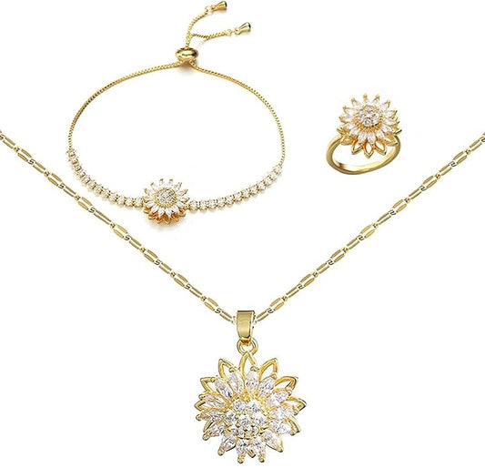 Sunflower Mood Jewelry Set – Rotatable Design