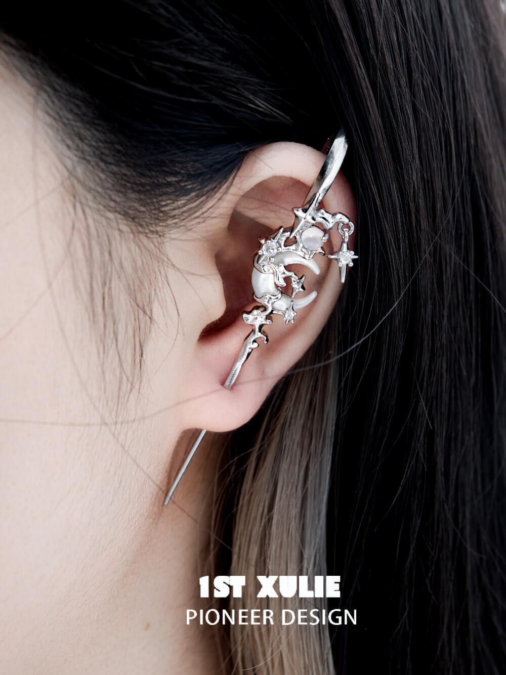 MYTH OF THE MOON 18K Platinum /24K Gold Ear Hook Needle Piercing Earring™